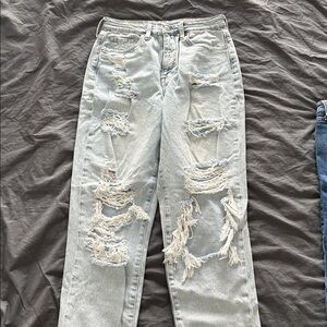 American Eagle Outfitters Light Blue High Rise Ripped Jeans
